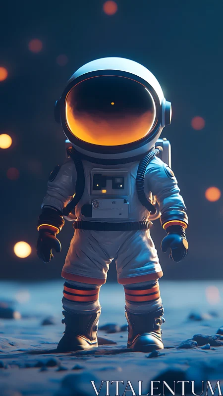 Gentle starlit astronaut ready for a quiet lunar stroll.