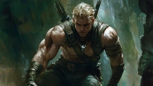 Dynamic fantasy warrior in painterly heroic close-up study.