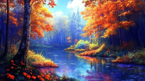 Autumn's Golden Mirror in the Quiet Forest.