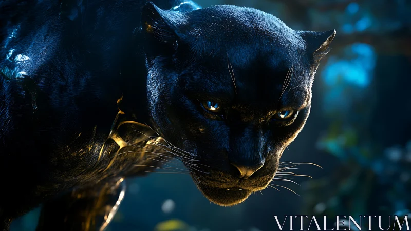 Black Panther Portrait with Golden Accents.