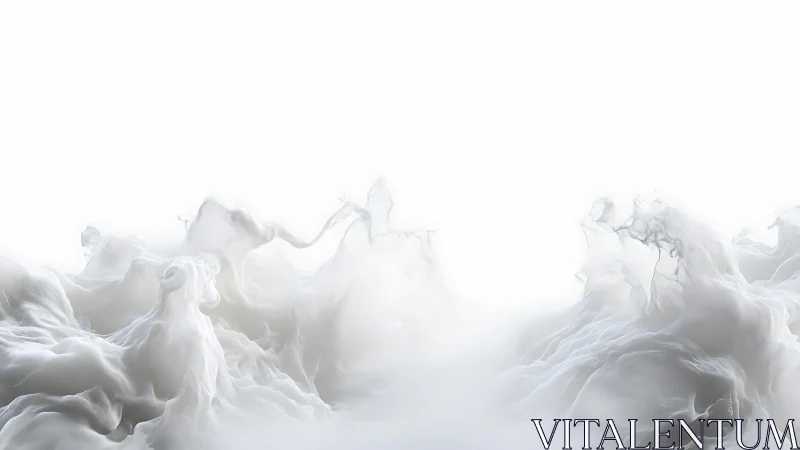 Abstract white ink swirling in water, soft ethereal minimalist style.