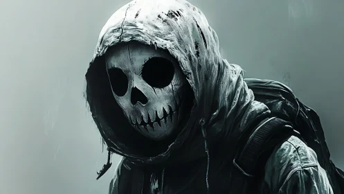 Gentle ghostly wanderer in a weathered white hooded coat.