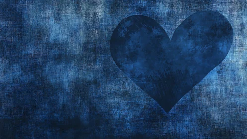 Monochromatic Heart Form on Textured Blue Ground