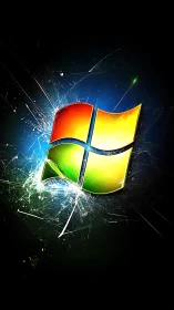 Shattered light effects energize a luminous four-panel logo emblem