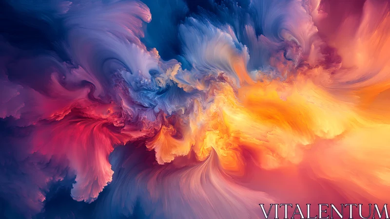 Vibrant swirling abstract clouds in blue, red and orange.