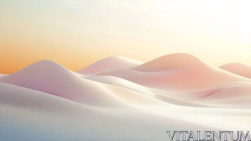 Soft pastel dunes under pale sunrise light in desert.