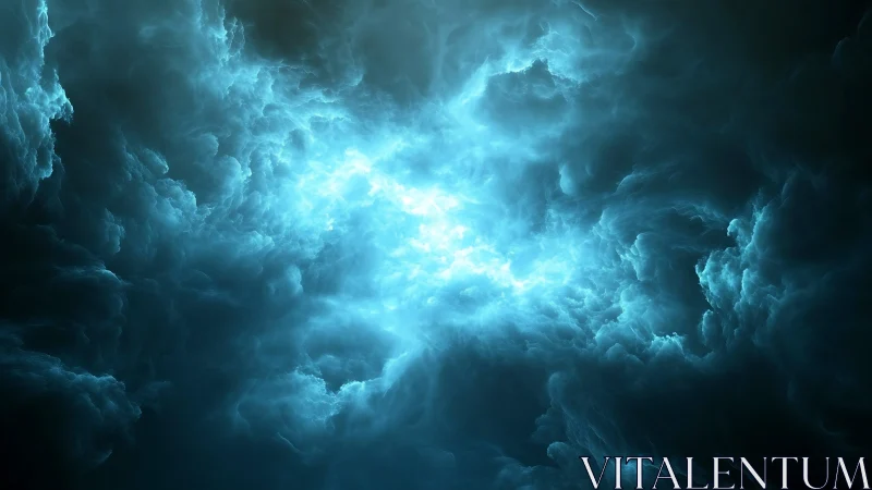 Luminous nebula clouds churn in a glowing cosmic storm