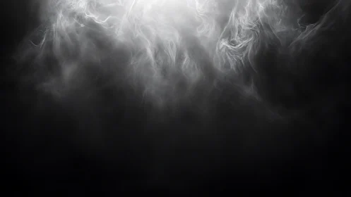 White vapor plumes swirl through deep black void.