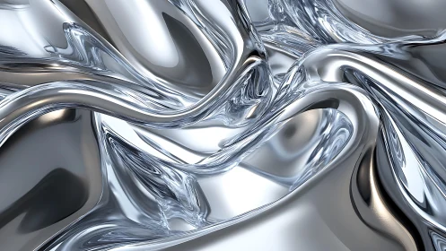 Flowing Metallic Abstract Pattern in Futuristic Digital Art Style.