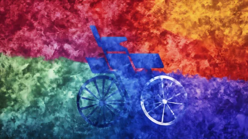 Wheelchair silhouette composite with color spectrum gradient overlay technique