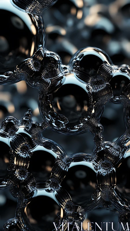 Metallic bubble cluster macro with reflective surfaces.