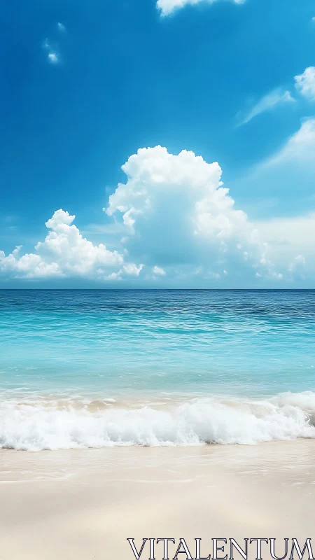 Gentle shoreline daydream beneath towering summer clouds.