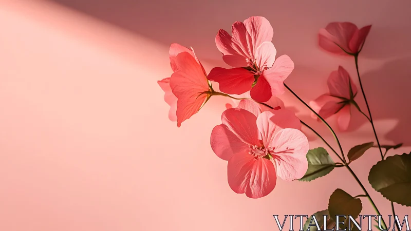 Coral Pink Flowers Glowing in Soft Sunlight
