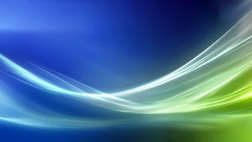 Luminous wave trails sweep across a deep blue digital horizon.