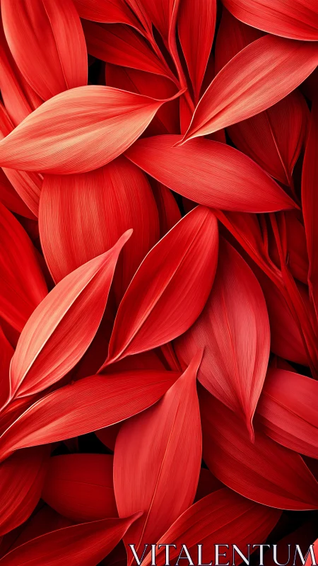 Red tropical leaves overlapping in bold closeup view.