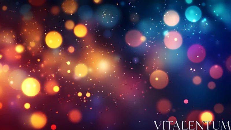 Vibrant abstract bokeh lights on dark background, digital art style.