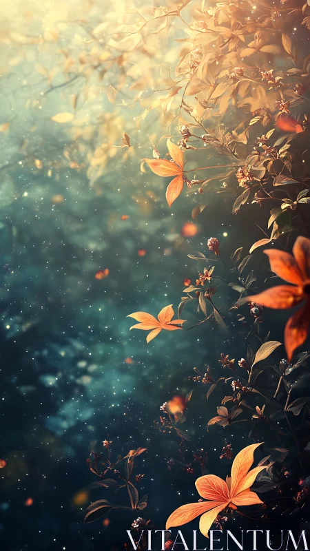 Ethereal Autumn Flowers Float Through Luminous Twilight