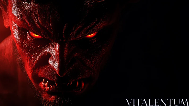 Demonic creature close-up with red subsurface lighting and glare