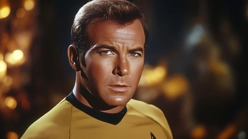 Starship officer portrait with cinematic bokeh lighting.