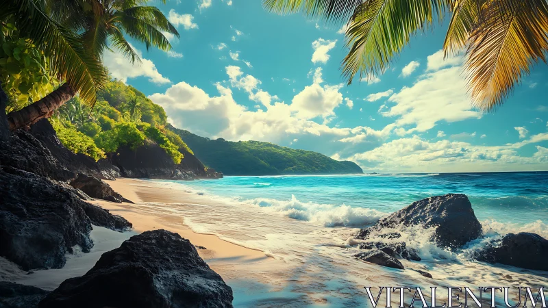 Paradise Found: Where Palm Trees Kiss Pristine Waters.