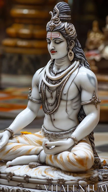 Serene Shiva statue in peaceful meditative stillness.