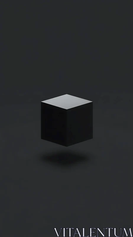 Silent floating black cube inviting calm curiosity.