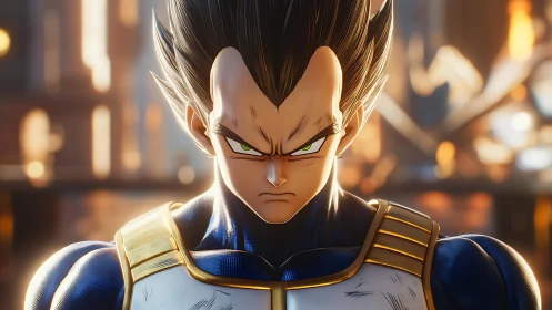 Hyper-detailed Vegeta portrait with cinematic lighting and depth