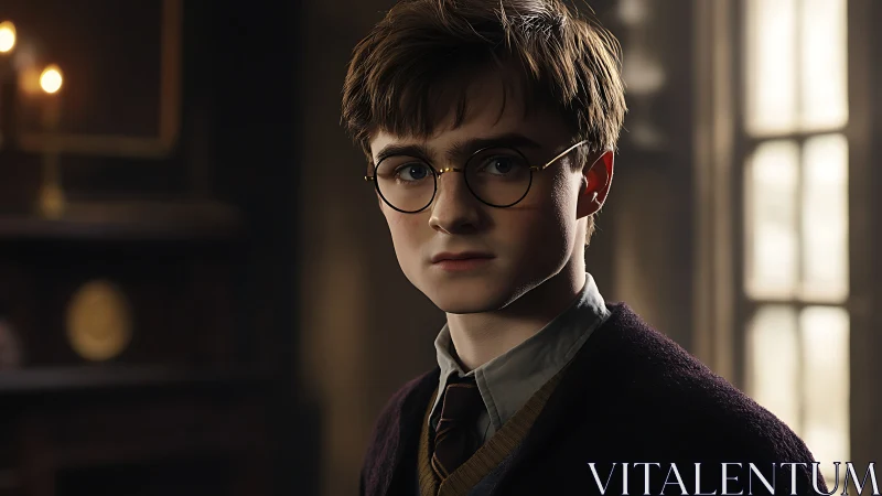 Quiet schoolboy in round glasses holds a secret storm.