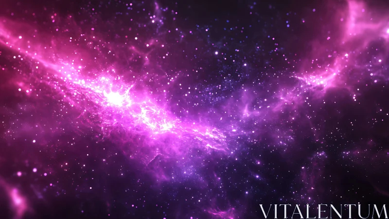 Bright magenta nebula rendered against a dark space field