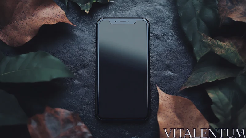 Midnight Messenger: Phone Sleeps Among Autumn's Whispered Decay.