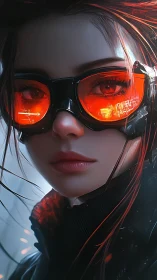 Cybernetic tactician framed by emissive HUD goggles and cold light
