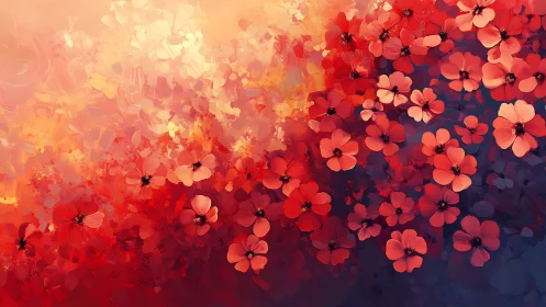 Chromatic gradient floral field rendered with dynamic impasto lighting