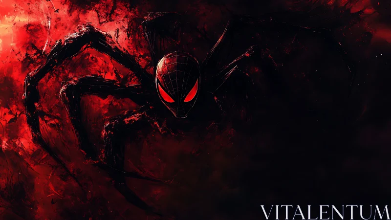 Shadow spider entity with neon red mask and tendrils.