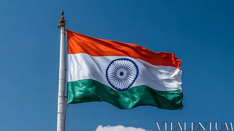 Indian national flag is displayed on a tall flagpole outdoors
