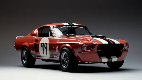 Bold red vintage race car gleams with classic track-ready style