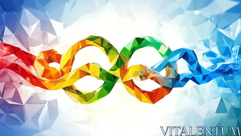 Polygonal rainbow infinity loops in crystalline gradient space.