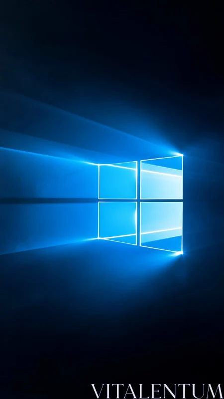 Geometric light window emits parallel blue beams across space