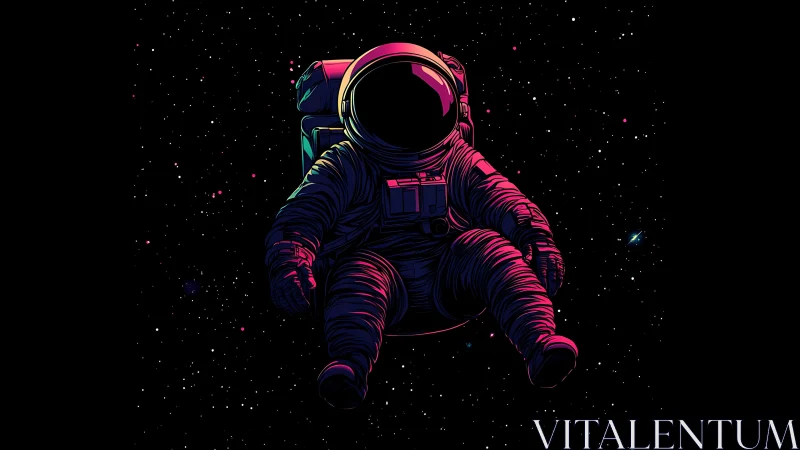 Neon-drift astronaut basking alone in the karaoke cosmos.