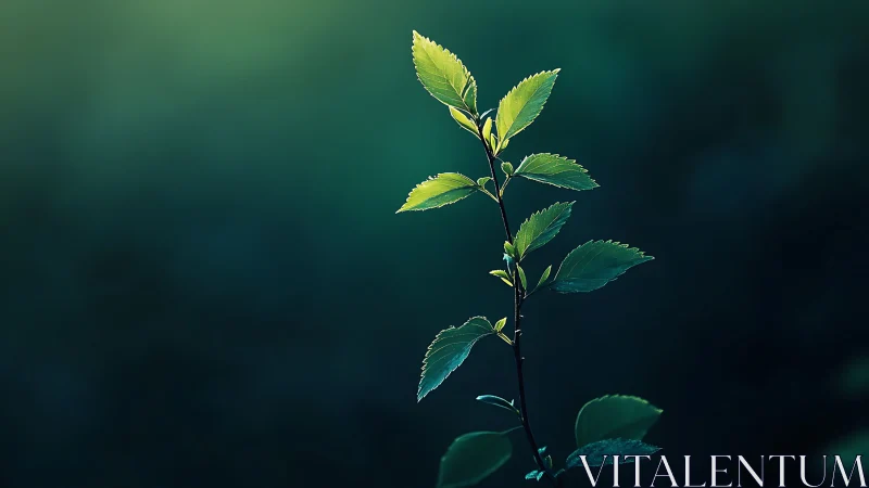 Close-up of Green Plant Stem in Soft Natural Light, Minimalist Style.