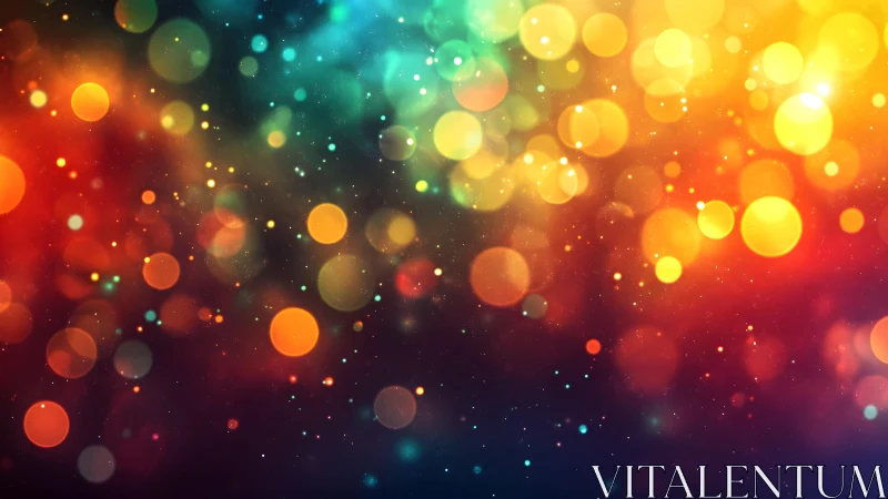 Vibrant multicolored bokeh lights abstract background digital art.