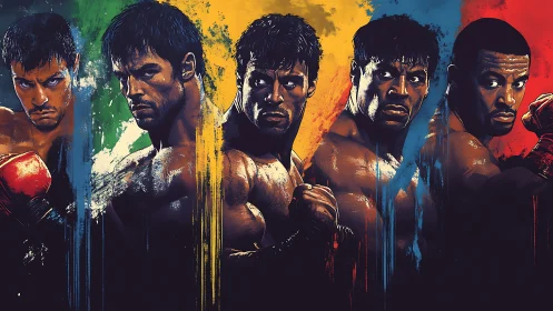 Five Warriors Dance Through Chromatic Passion, Fists Ready