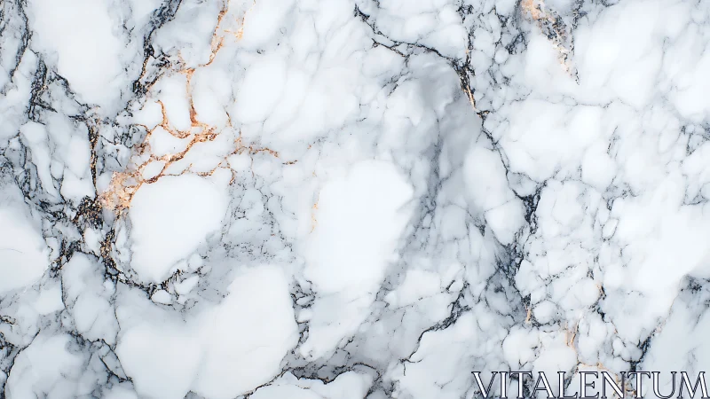 White marble surface shimmers with subtle gold and gray veins