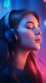 Neon hush of headphones and half-lit midnight daydreams.