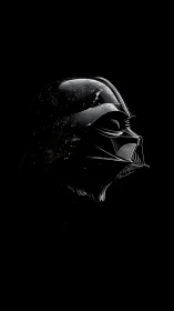 Side profile view of black sci fi helmet on dark background