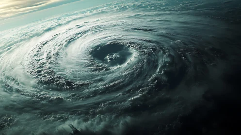 Skyborne maelstrom coils over a shadowed, storm-torn sea.