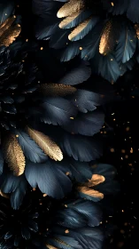 Midnight plumes and molten gold sparks in quiet orbit.