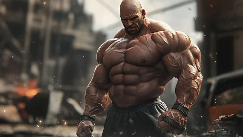 Titan of the ruins stands carved from quarried thunder.