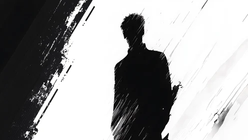 Shadowed drifter carved from shattered black and blinding white.