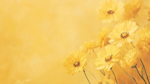 Golden Blooms Dancing in Soft Sunlight.