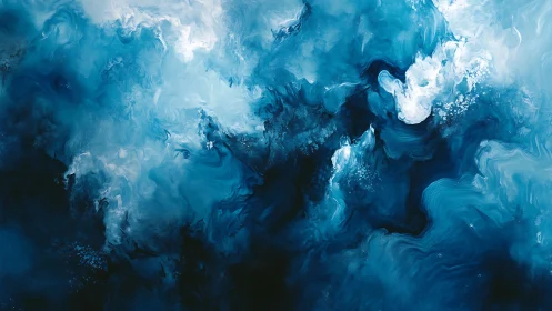 Fluid blue abstract field with atmospheric motion effects.